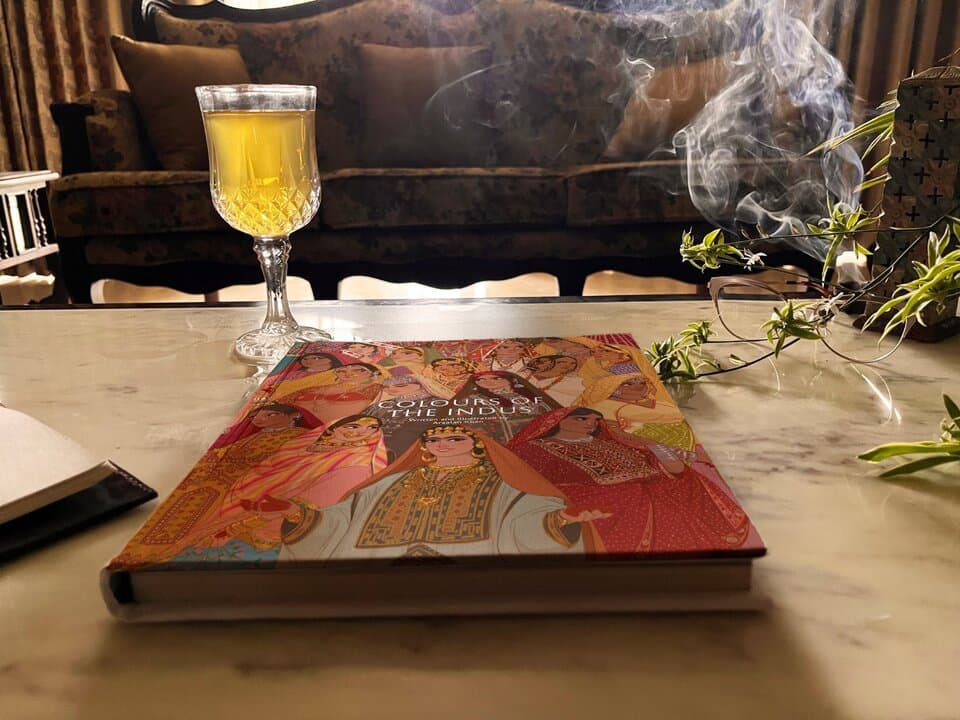 The book on a coffee table