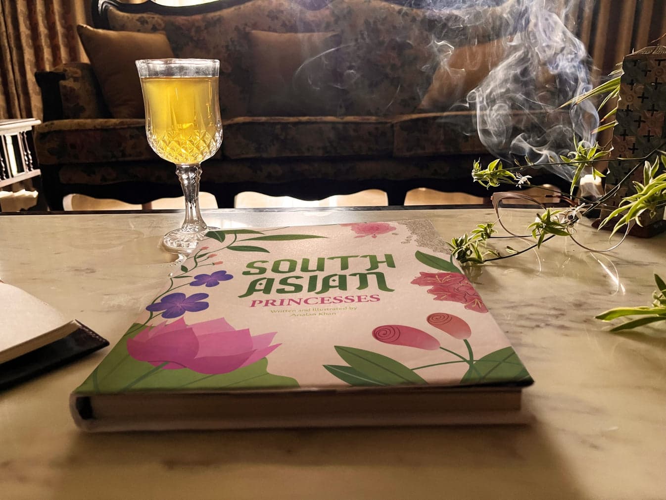 The book on a coffee table