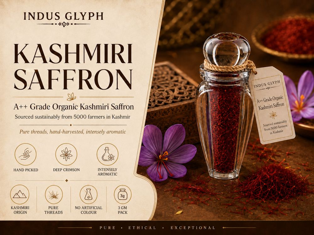 A++ Grade Organic Kashmiri Saffron (3g pack) by Indus Glyph