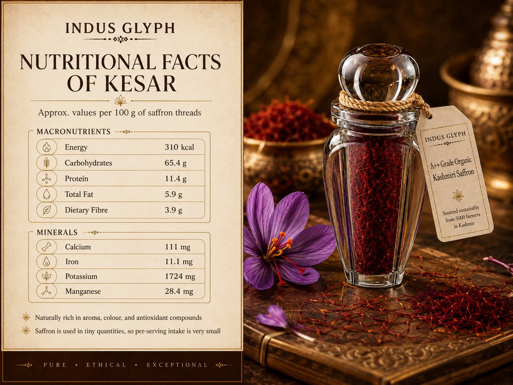 Nutritional facts of Kashmiri saffron (approx. per 100g)